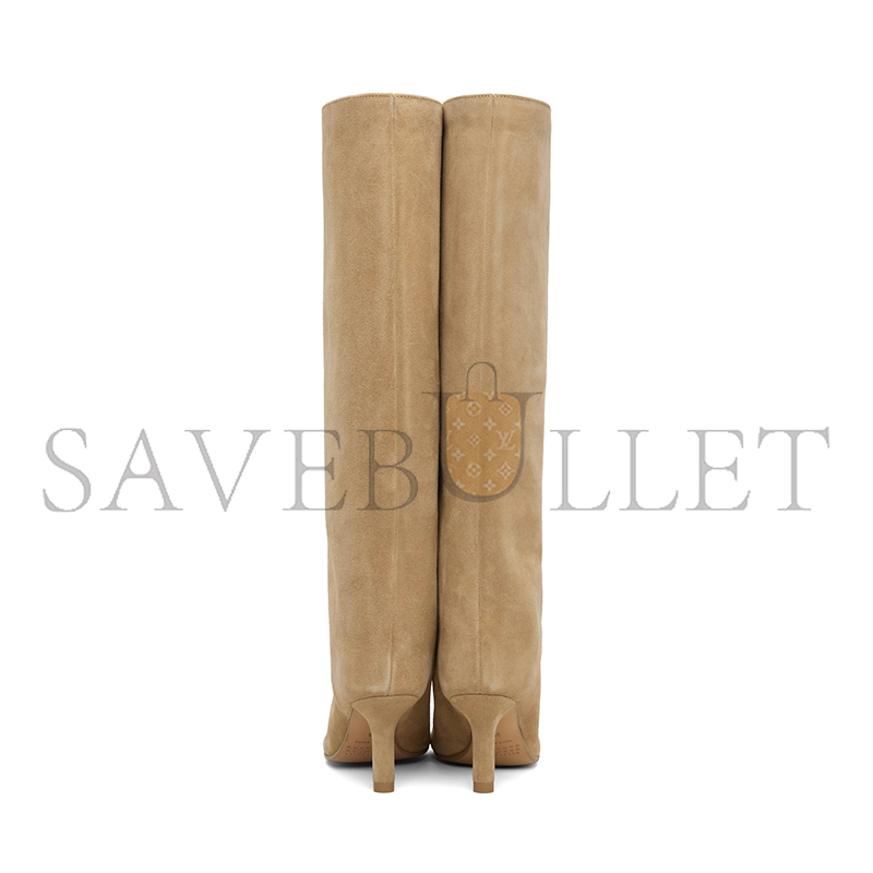 MAISON MARGIELA TAN ANATOMIC SLIP-ON SUEDE TALL BOOTS 252188F115000